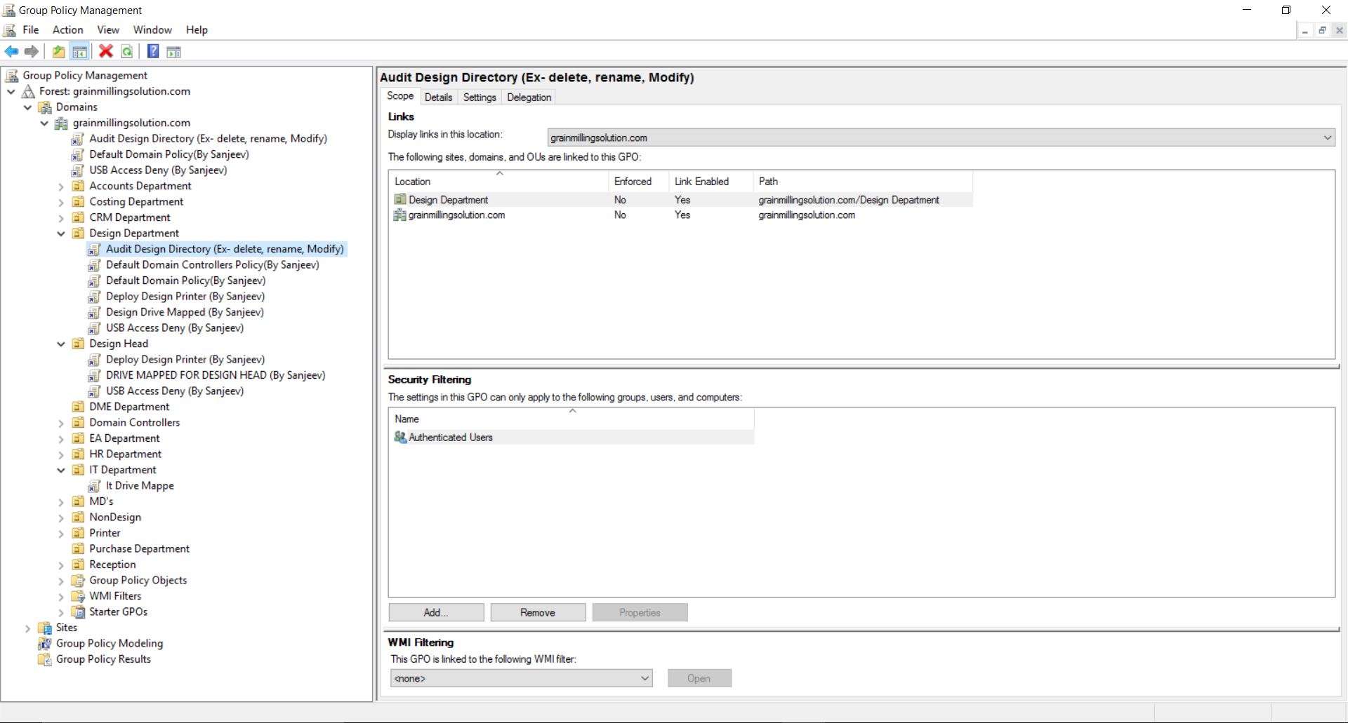 Screenshot of Group Policy Object Automation interface