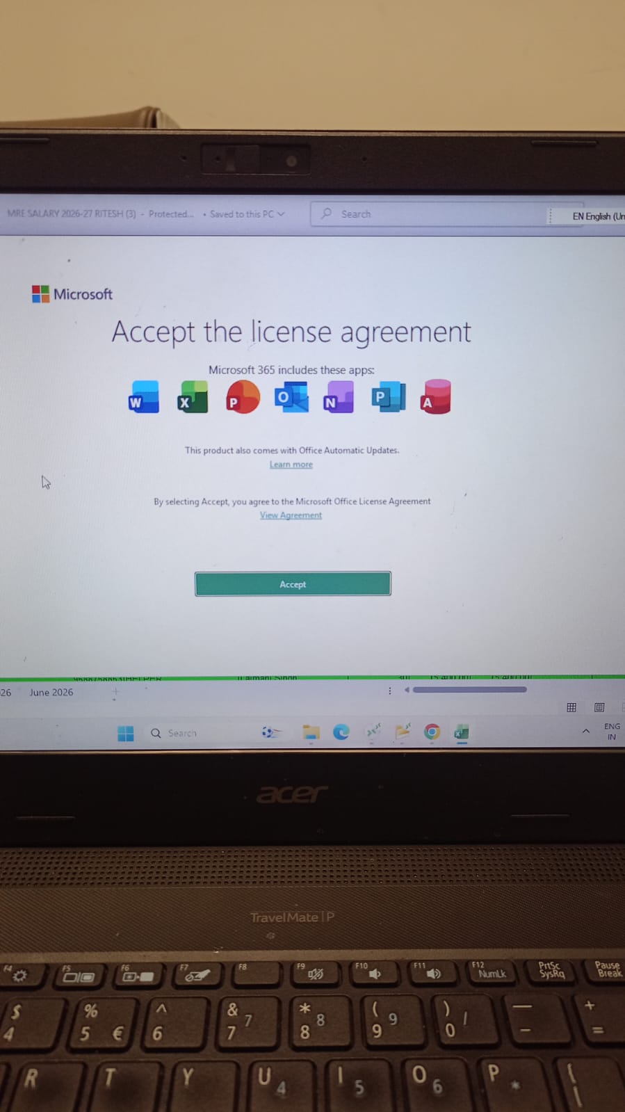 Microsoft Office License Agreement Screen