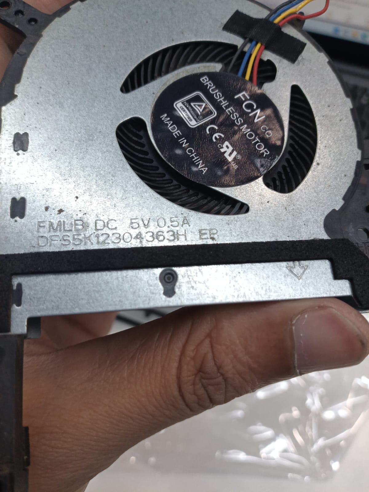 Laptop Cooling Fan Label Closeup